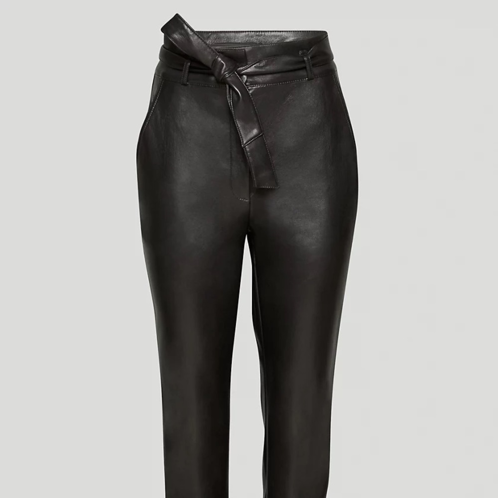 Vegan Leather Belted Pants